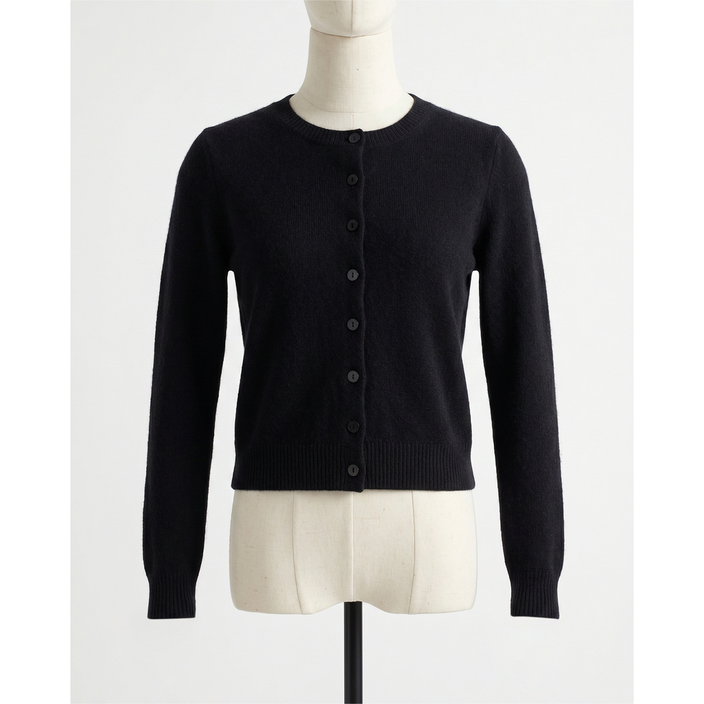 Mongolian Cashmere Cropped Crew Cardigan